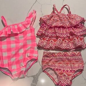 Carters Two Baby Girl Swim Bathing Suit 12M